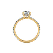 Bague Sofia solitaire diamant coussin et diamants ronds 1.25 carat or jaune